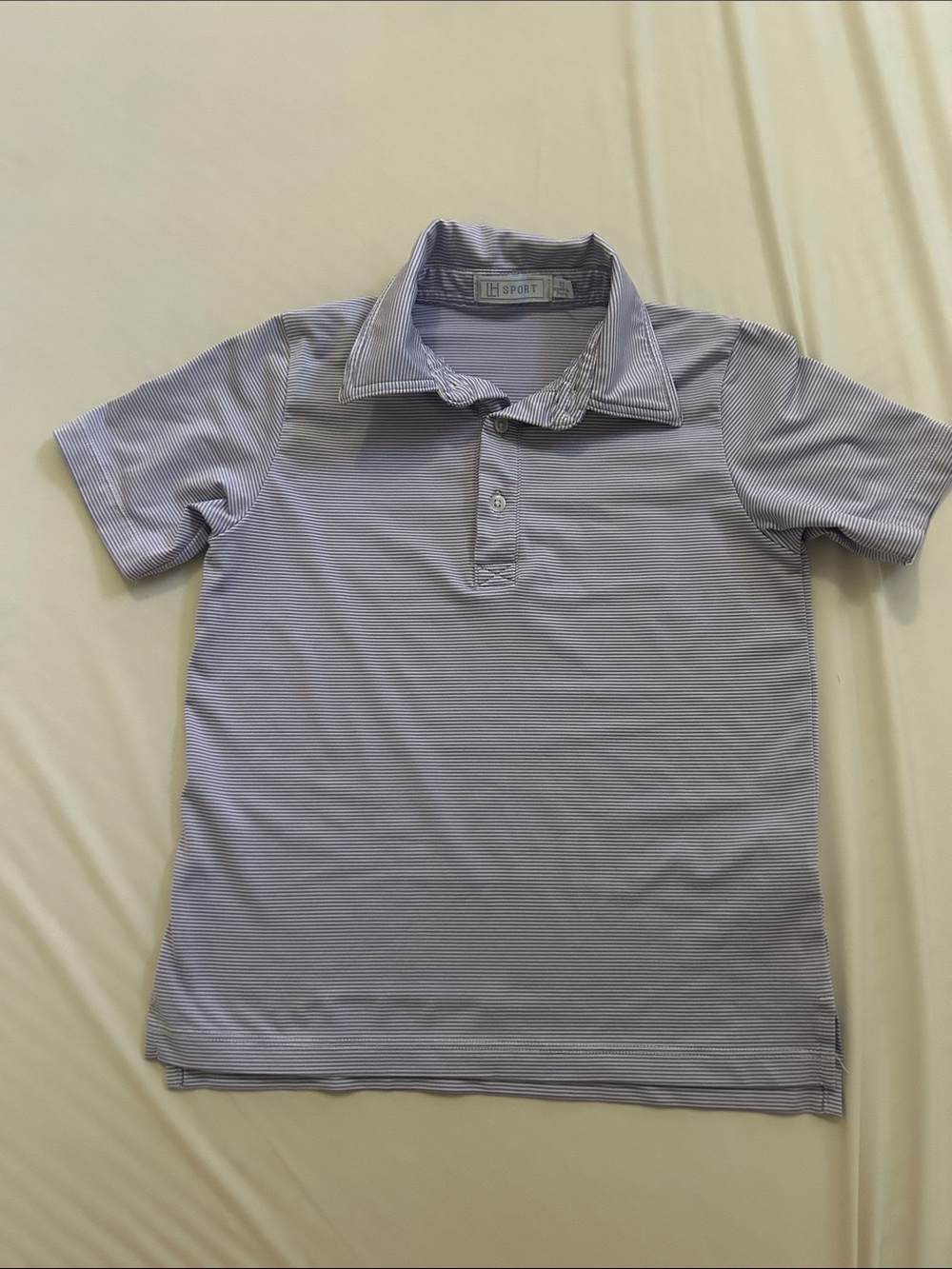 Lila and Hayes Purple Striped Performance Polo